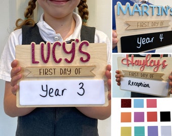 First Day of School Sign, Personalised  Reusable Memory Photo Board, Custom Back To School Sign, Starting School Nursery Preschool