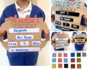 First Day of School Sign with Handles, Personalised Reusable Memory Photo Board, Back To School Sign, Starting School Nursery Preschool