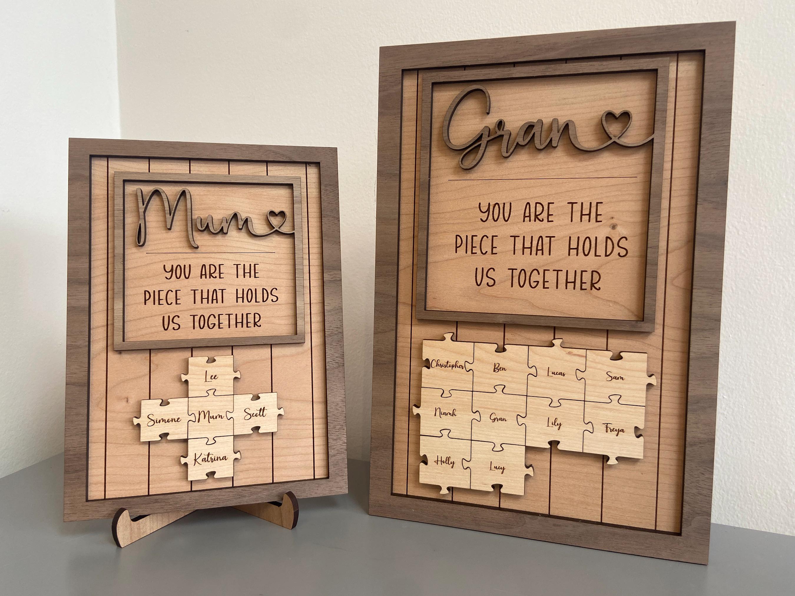 Personalised Mother&#39;s Day Puzzle Jigsaw Sign, Piece that Holds Us Together Frame, Mother&#39;s Day Gift, Anniversary, Birthday, Grandparent Gift