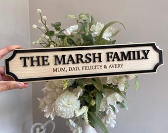 Personalised Street Sign, Custom Acrylic & Maple Plaque, Family Home Vintage Sign, Wedding gift, Bespoke Gift Idea, Custom Sign Plaque