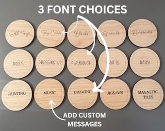 Custom Wooden Storage Labels, Customisable Trofast Maple Labels, Personalised Labels, Playroom Decor,  Wooden Discs, Playroom Organisation