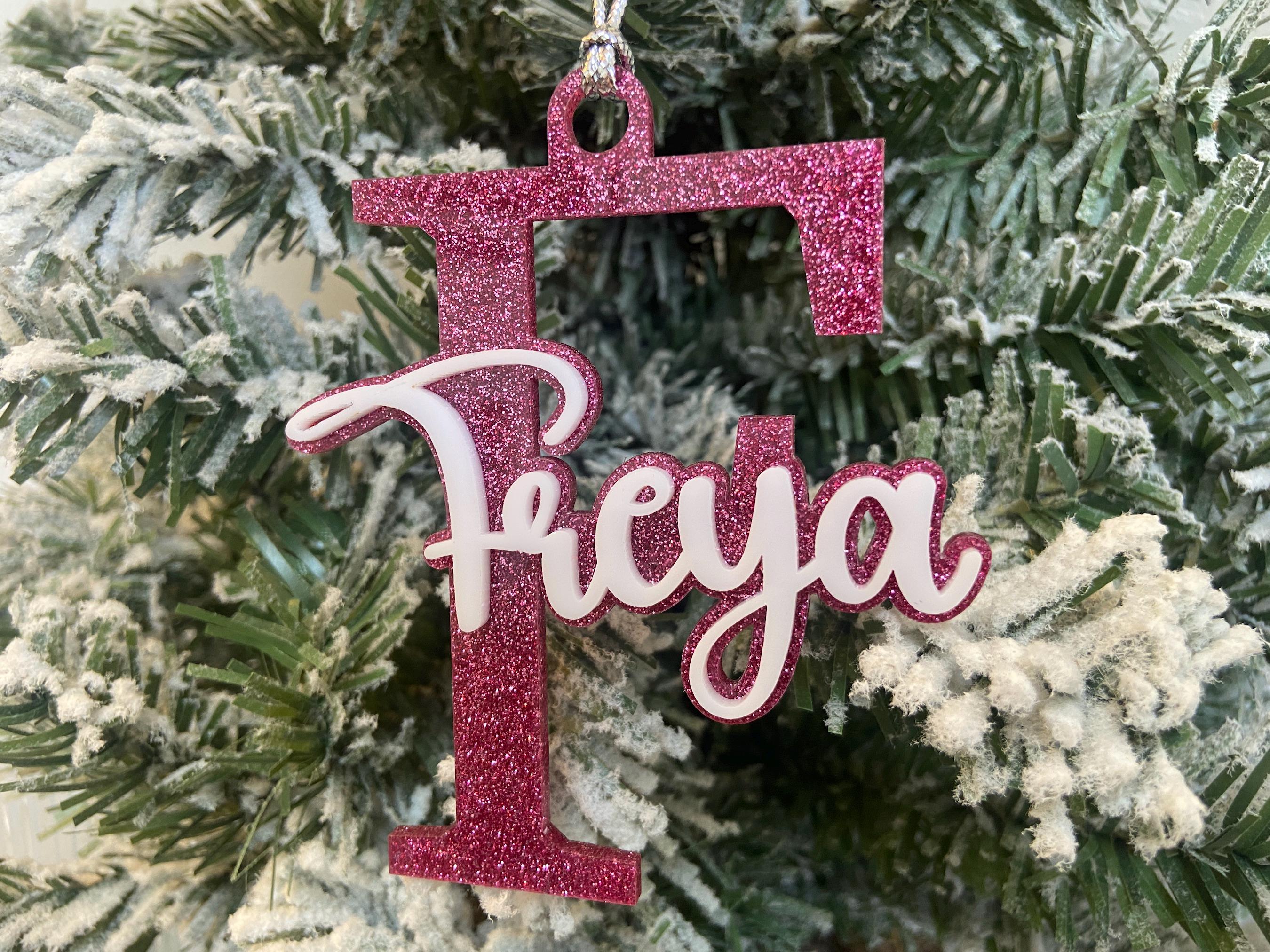 Personalised Initial Name Double Layer Christmas Tree Ornament, Custom Name, Bauble, Xmas Gift Tags, Stocking Tag, Acrylic Decorations