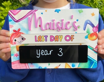 First Day of School Board, Personalised  Reusable Memory Photo Board, UV Printed Back To School Sign, Back To School Nursery Preschool