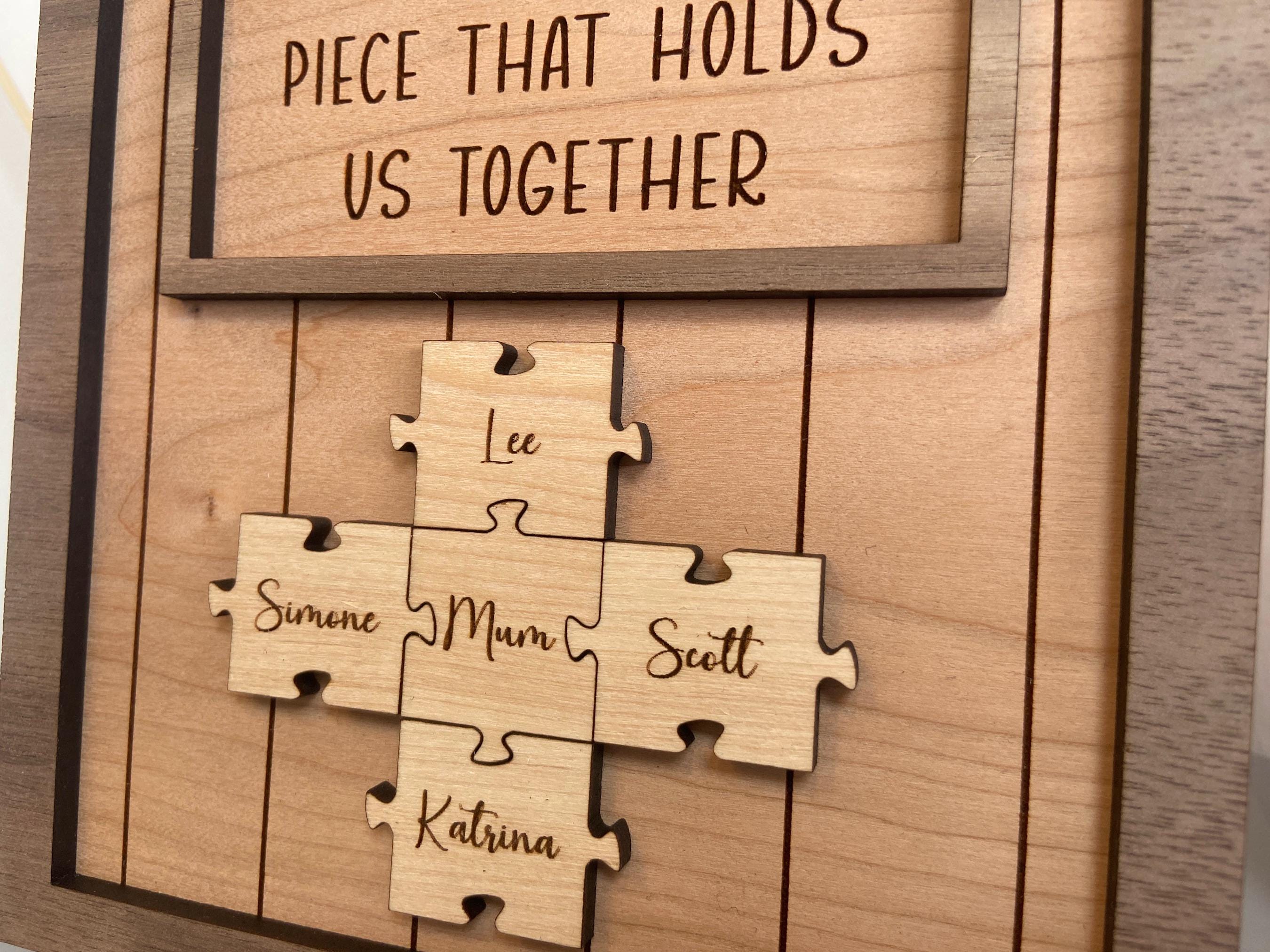Personalised Mother&#39;s Day Puzzle Jigsaw Sign, Piece that Holds Us Together Frame, Mother&#39;s Day Gift, Anniversary, Birthday, Grandparent Gift