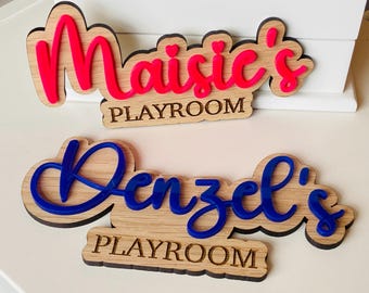 Personalised Playroom Door Sign, Kids Door Sign for Nursery, Wood Acrylic, nursery name sign, Gift Name Plaque, Children Bedroom sign