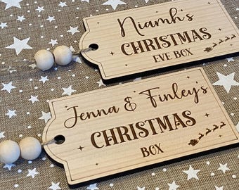 Personalised Christmas Eve Star Box Tag, Christmas Eve Box Topper, December Box Name Sign, December Box Sign, Engraved Name
