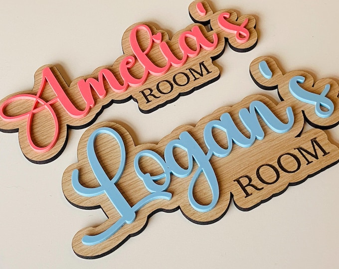Personalised Bedroom Sign, Kids Door Sign for Bedroom, Wood Acrylic Name Sign, nursery name sign, Teen Gift Name Plaque, Children sign