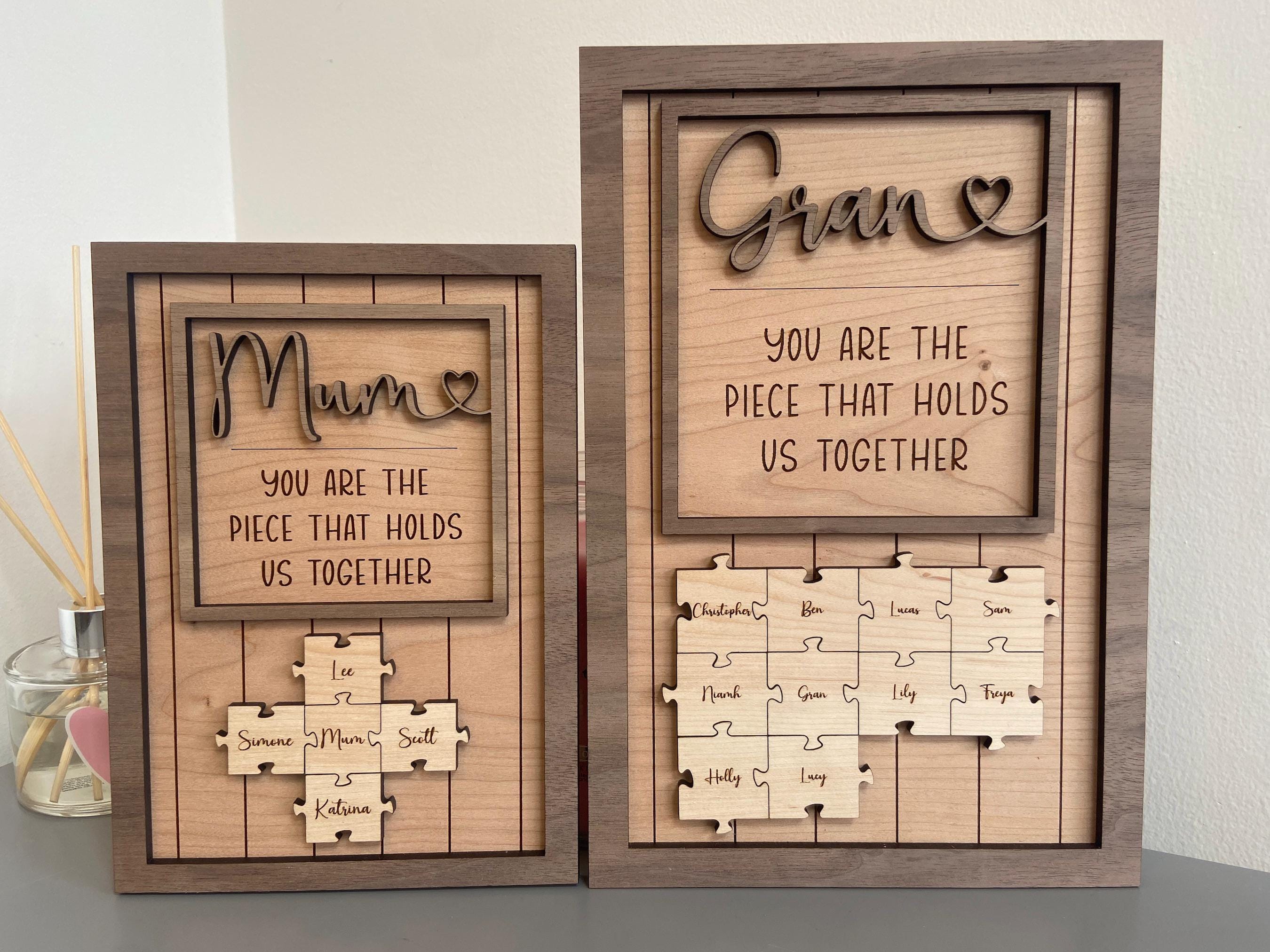 Personalised Mother&#39;s Day Puzzle Jigsaw Sign, Piece that Holds Us Together Frame, Mother&#39;s Day Gift, Anniversary, Birthday, Grandparent Gift