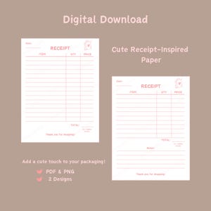 Receipt Inspired Paper Digital Download | Small Business Packaging - Etsy