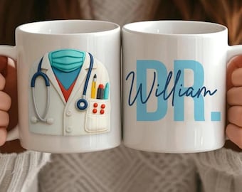 Mug à café personnalisé médecin, tasse à café médecin personnalisée, cadeaux futur médecin, tasse à café médecin, cadeaux de remise des diplômes de médecin