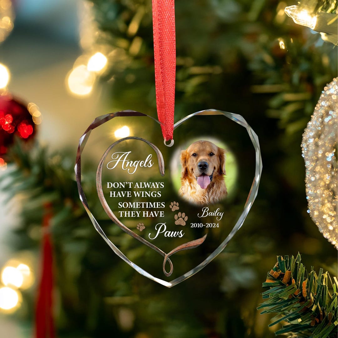 Personalized Pet Memorial Photo Ornament, Pet Loss Gifts, Christmas Dog ...