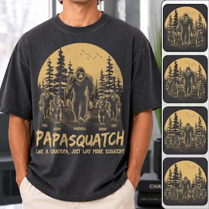 Personlig Papasquatch, som en morfar, bara mycket mer Squatchy T-shirt Fars dag-presenter till pappa Rolig pappa T-shirt Cool Daddy Bigfoot Tee