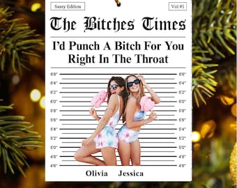 Bestie Ornament, Best Friend Ornament, The BFF Times Ornament, Friendship Newspaper Ornament, Friends Photo Ornament, Christmas Gift For BFF