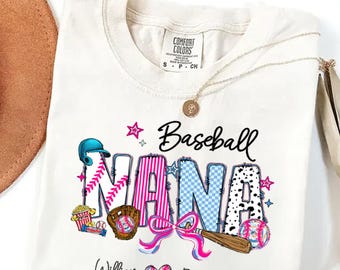 Camiseta de béisbol personalizada para abuela, camiseta de béisbol con nombre personalizado, regalo vintage para abuela de béisbol, camiseta de sóftbol para mamá, regalo personalizado para el Día de la Madre