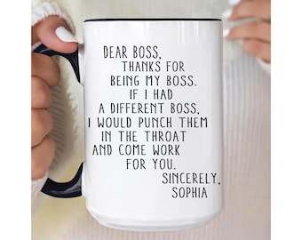 Taza con nombre personalizado "Estimado jefe", regalo para el mejor amigo jefe, taza divertida para jefe, regalo para jefe, taza personalizada para compañero de trabajo favorito, regalo para supervisor
