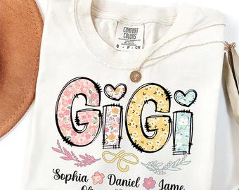 Gigi Shirt With Grandkids Names, Personalized Gigi Brushstroke Shirt, Grandkids Names Shirt,Custom Grandma Shirt,Mother's Day Gift,Gigi Gift