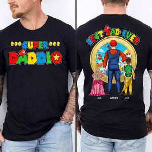 Personalized Super Daddio Game Shirt,Super Mommio Shirt,Father's Day,Super Kiddio Shirt,Gift for Dad,Matching Family Tee,Custom Kids Name