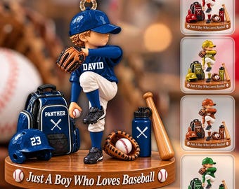 Just A Boy Who Loves Baseball, Personalized Baseball Ornament, Custom Player Name Gift, Gift For Baseball Players VN01