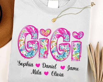 Gigi Shirt With Grandkids Names, Personalized Gigi Brushstroke Shirt, Grandkids Names Shirt,Custom Grandma Shirt,Mother's Day Gift,Gigi Gift