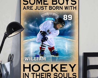 Custom Hockey Poster, Personalized Hockey Jersey, Hockey Print, Boys Bedroom Decor, Hockey Gifts, Hockey Room Decor, Hockey Wall Art