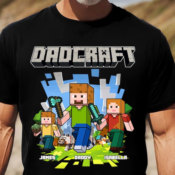 Personalized DadCraft Shirt, Best Dad Ever Shirt, Dad Gaming Shirt, Happy Father's Day Gift, Funny Shirt For Dad, Trending Game Unisex Tee