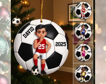 Personalized Soccer 2025 Ornament, Soccer Player Gift, Soccer Team Gift, Soccer Christmas Decoration, Sport Christmas Ornament, Gift For Son