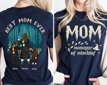 Aangepaste manager van onheil moedershirt, beste moeder ooit, magische moeder T-shirt, mama-shirt, fantastisch mama-shirt, outfit tovenaar moeder, grappige moeder T-shirt