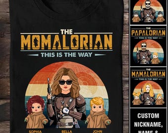 Custom The Momalorian Shirt, Funny Mom Life Graphic Tee With Names, Personalized Mother's Day Gift, This is the Way Mom Shirt