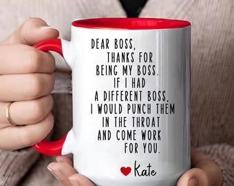 Taza con nombre personalizado "Estimado jefe", regalo para el mejor amigo jefe, taza divertida para jefe, regalo para jefe, taza personalizada para compañero de trabajo favorito, regalo para supervisor