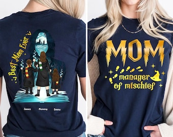 Aangepaste manager van onheil moedershirt, beste moeder ooit, magische moeder T-shirt, mama-shirt, fantastisch mama-shirt, outfit tovenaar moeder, grappige moeder T-shirt