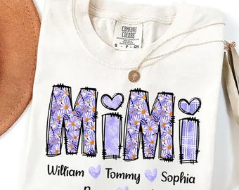 Camiseta floral personalizada para abuela, regalo para el Día de la Madre, camiseta de cumpleaños, nombre personalizado para nietos, abuela