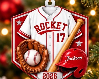 Personalized Baseball Player Acrylic Ornament, Custom Name, Team Name, Jersey Number, Color, Gift For Players, Coaches & Baseball Fans VN01
