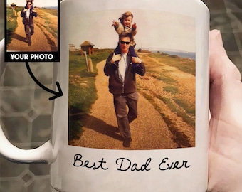 Personalized Vintage Photo Mug for Dad - Custom Best Dad Ever Coffee Cup - Add Your Favorite Memory Picture - Perfect Father's Day Gift