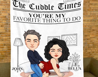 Manta personalizada "Eres mi favorita" de The Cuddle Times, regalo para pareja, aniversario de San Valentín, regalo para ella, manta divertida para pareja.