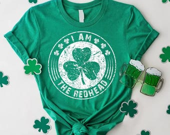 Camiseta "Soy Pelirroja", camisa irlandesa para el Día de San Patricio, me quedo con la camiseta "Pelirroja", camisetas pelirrojas, humor pelirrojo para el Día de San Patricio