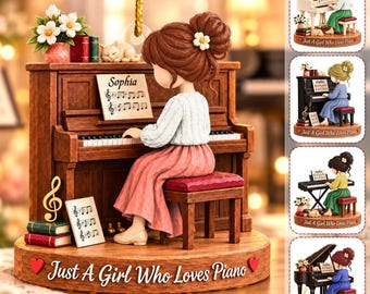 Just A Girl Who Loves Piano, Personalized Piano Ornament, Custom Player Name Gift, Gift For Piano Players Piano Lovers VN01