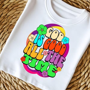 God is Good Retro Rainbow PNG: Christian Bible Verse (Digital Download