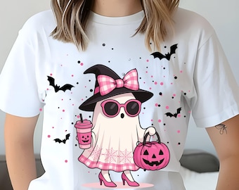 Ghost PNG, Pink Pumpkin Halloween Clipart (Digital Download)