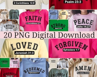 Christian Bible Verse PNG Bundle, Faith Shirt Designs (Digital Download)