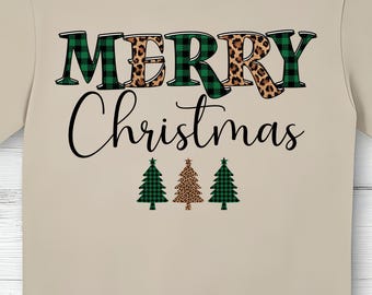 Diseño navideño rústico con estampado de leopardo y búfalo (descarga digital)