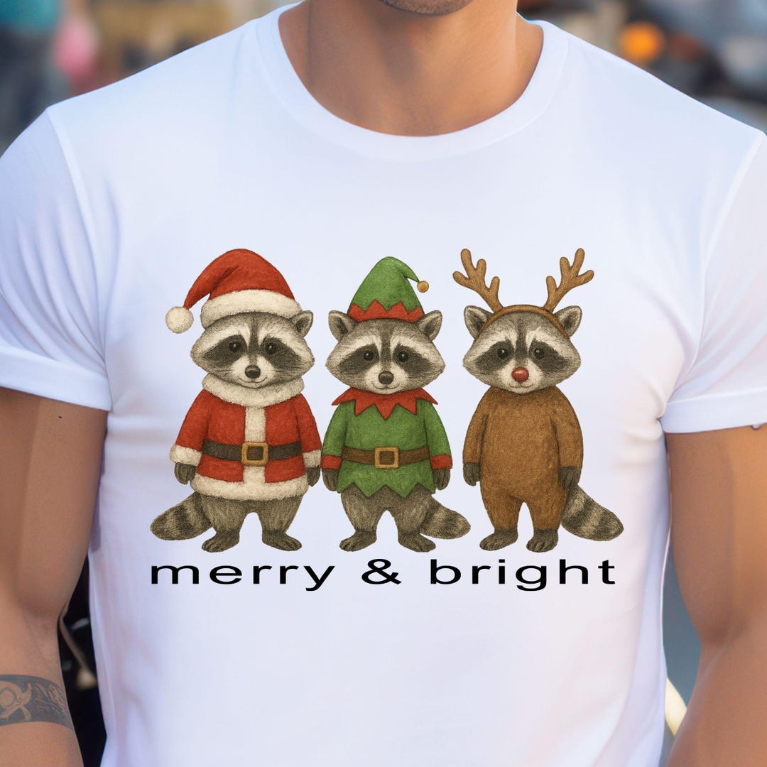 Cute Raccoon Christmas PNG | Santa Elf Rudolph Raccoons | Watercolor ...
