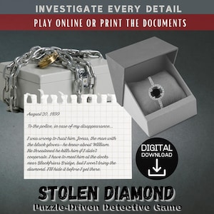 Printable Case File | Detective No Murder Mystery Game | True Crime Game, Puzzle-Driven Game |  Escape Room for Adults | Detective Party
