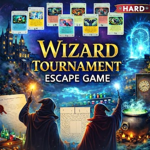 Sala de Fuga do Torneio de Magos: Aventura Mágica com Quebra-Cabeças (Imprimível)