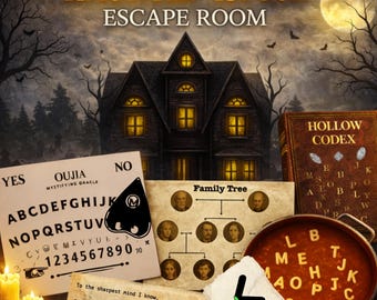 Escape room-spel in spookhuisstijl, printbaar Halloween-escape room-spel (PDF-download)