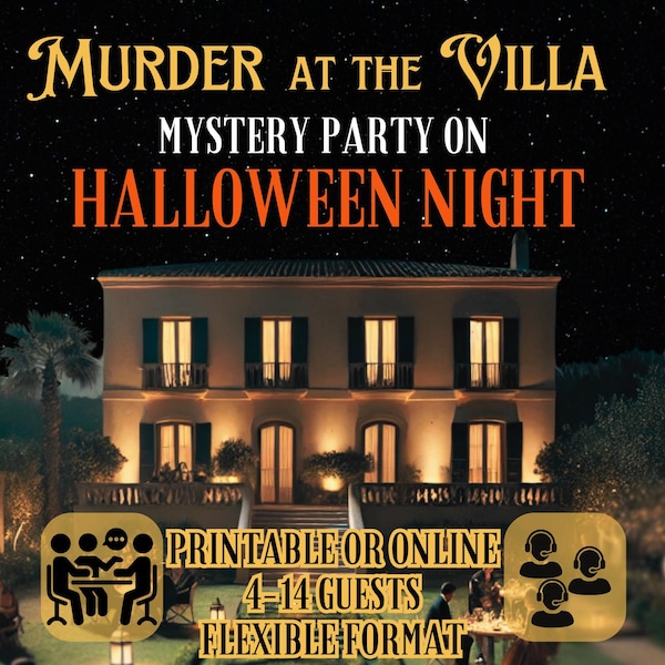 Host Can Play Halloween Murder Mystery Game, Whodunit Dinner Party for Adults, DIY Halloween Party, Murder Mystery for Adults, 4-14 Players