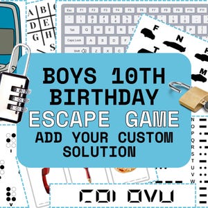 Custom Escape Room for Kids, Unique Party Add Your Own Solution, Birthday Escape Room for Kids, Printable DIY Birthday Party Escape Room