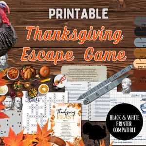 Printable Thanksgiving Escape Room, Thanksgiving Escape Game, Thanksgiving Escape Party Kit, DIY Thanksgiving Escape Party, Family Escape