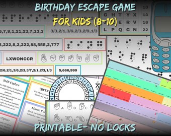 Juego de escape imprimible para fiestas infantiles: Rompecabezas de cumpleaños (de 7 a 10 años) (Descarga digital)