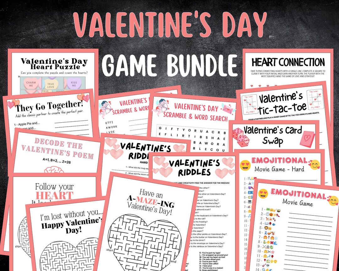 Valentines Day Printable Games Valentines 11 Game Bundle Valentines Kid ...
