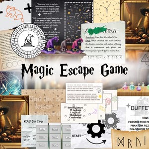 Wizard School Escape room game, Magic Game, Printable Escape Game, Wizard Escape Room for Kids, DIY Game Night, Magic School Family Fun